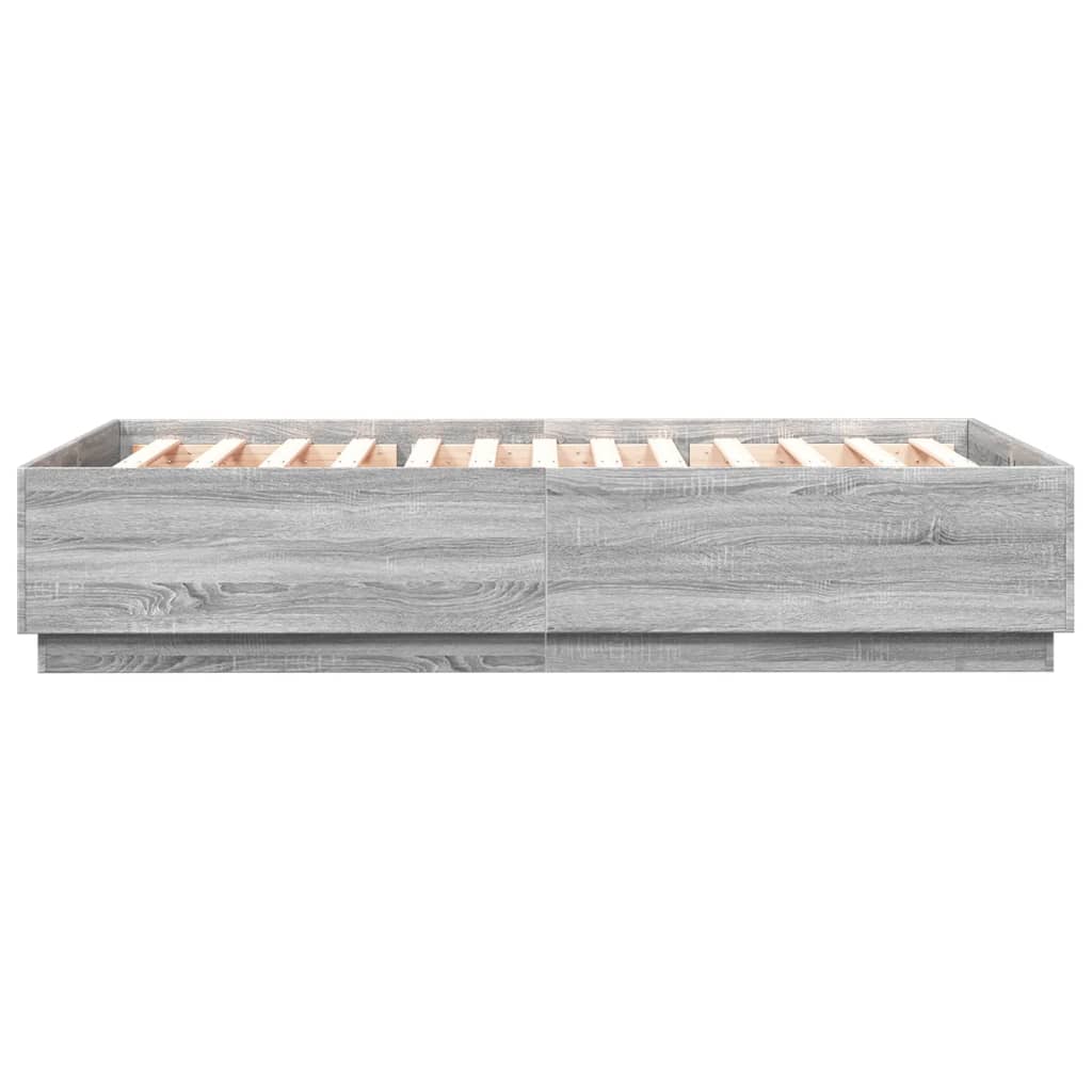 Bettgestell mit LED Grau Sonoma 120x200 cm Holzwerkstoff