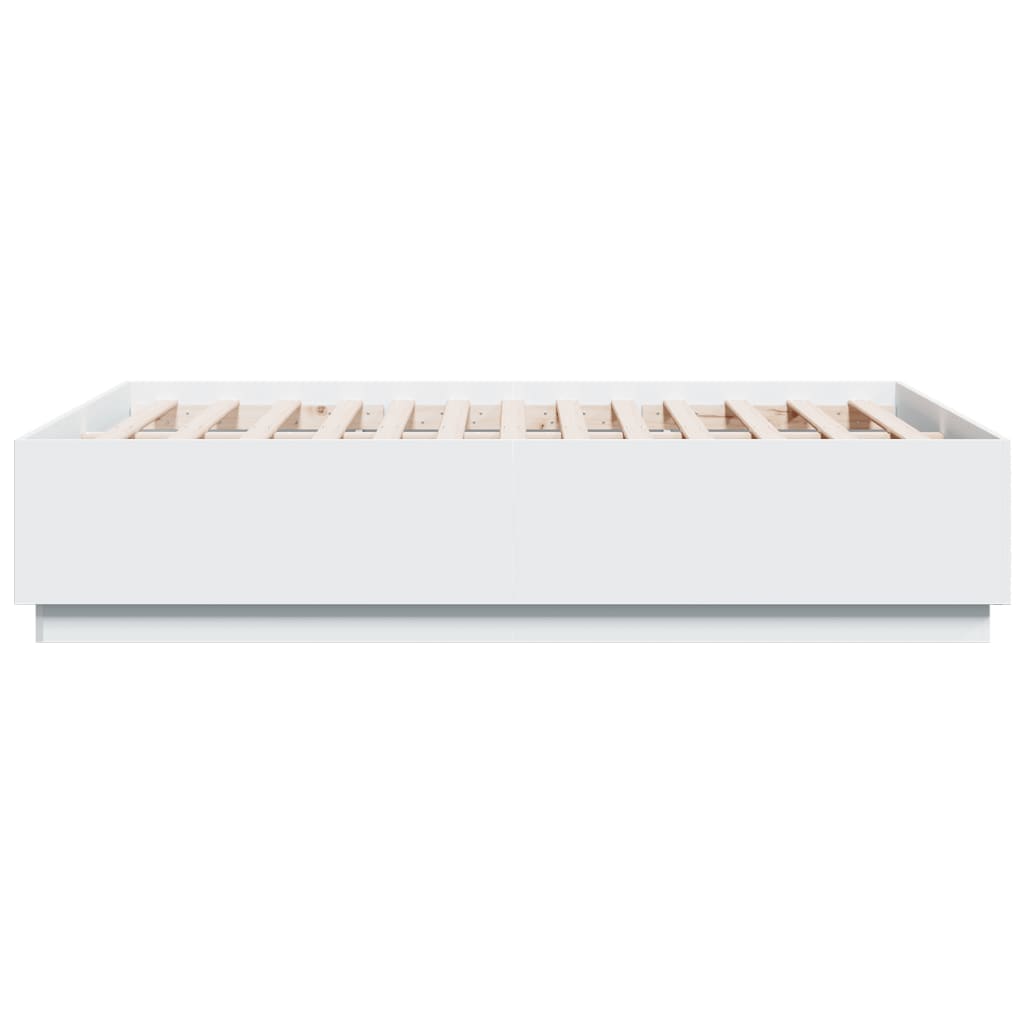 Bettgestell mit LED Weiß 135x190 cm Holzwerkstoff