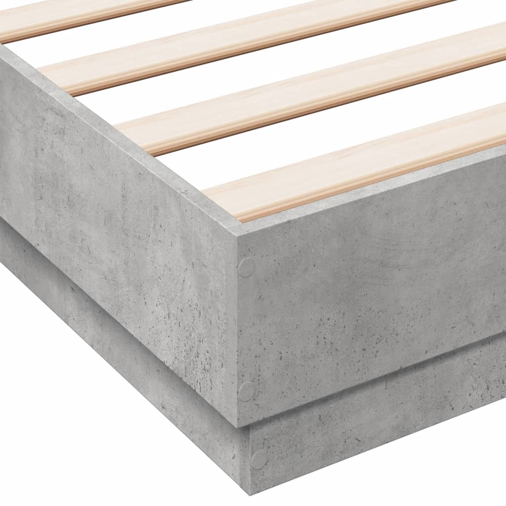 Bettgestell mit LED Betongrau 150x200 cm