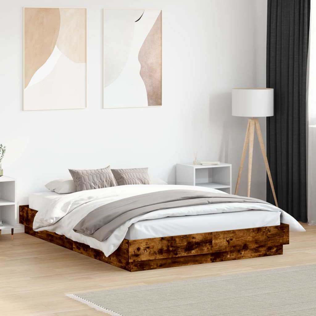 Bettgestell Räuchereiche 135x190 cm Holzwerkstoff