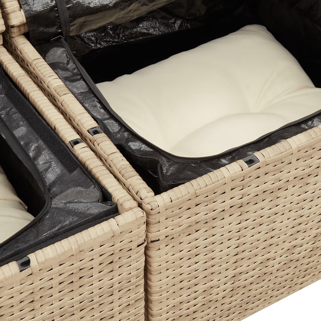 Garden sofa with cushions 2-seater beige poly rattan