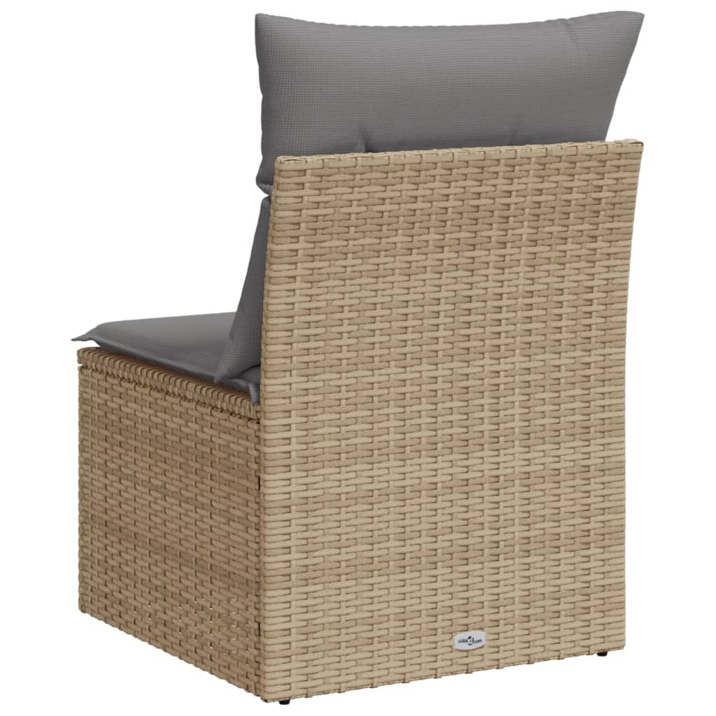 Garden sofa without armrests with beige poly rattan cushions