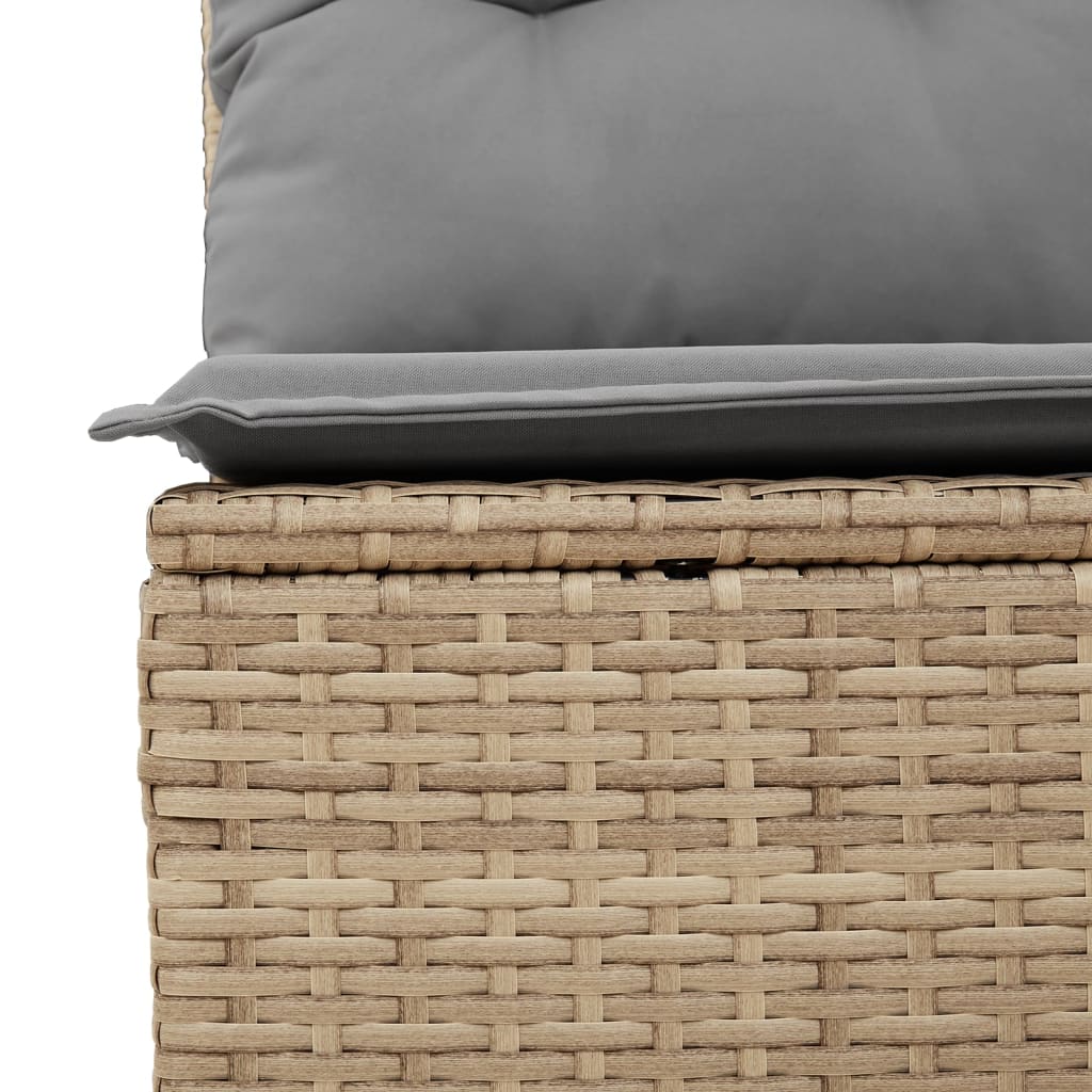 Garden sofa without armrests with beige poly rattan cushions