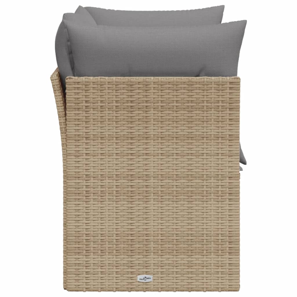 Garden sofa with cushions 2-seater beige poly rattan