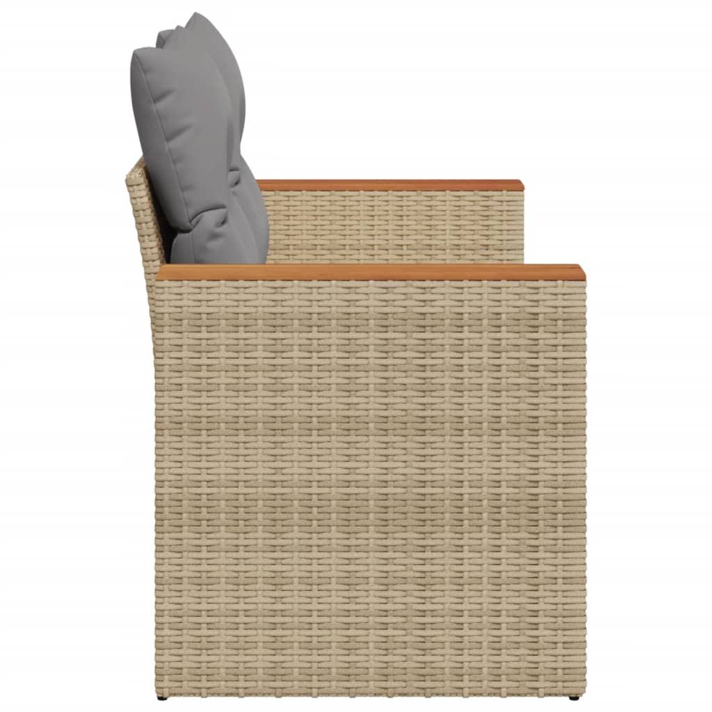 Garden sofa with cushions 2-seater beige poly rattan