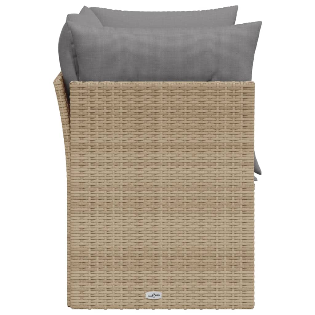 Garden sofa with cushions 2-seater beige poly rattan