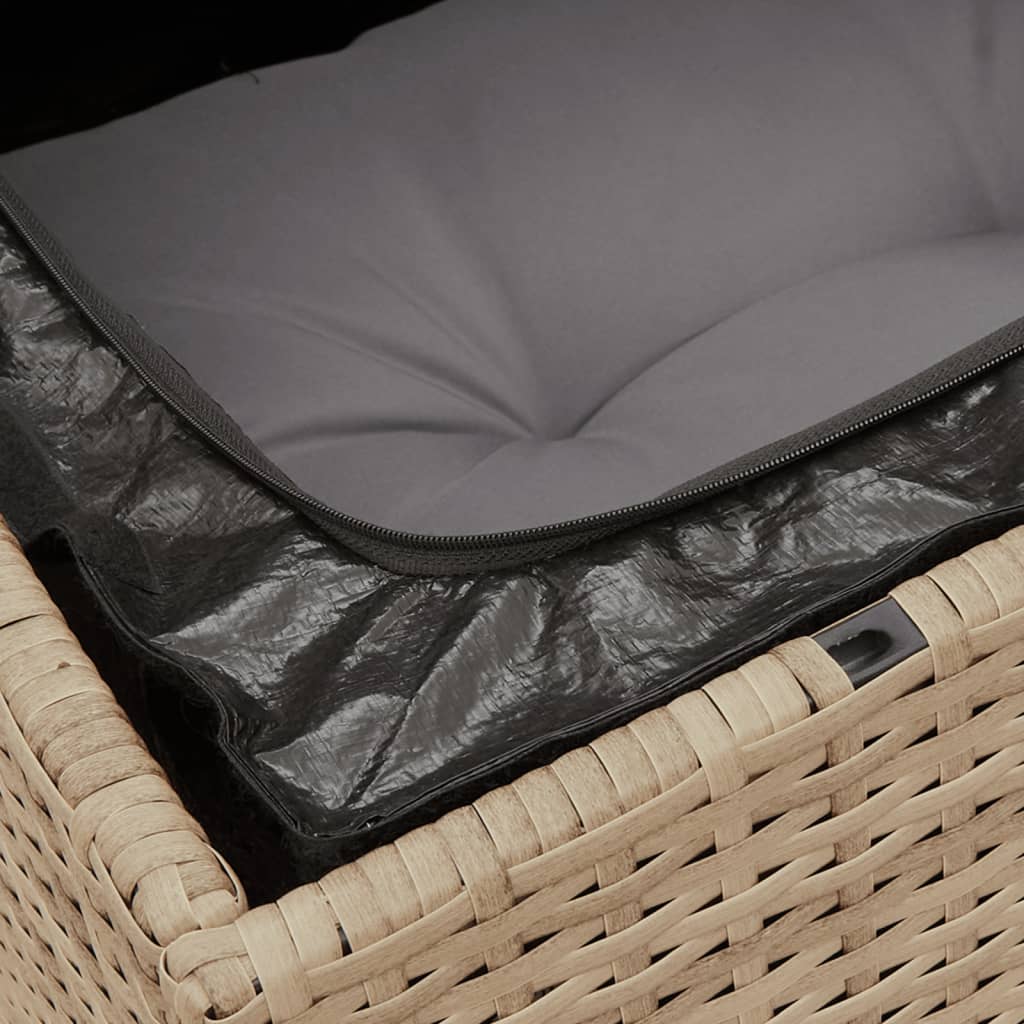 Garden sofa with cushions 2-seater beige poly rattan