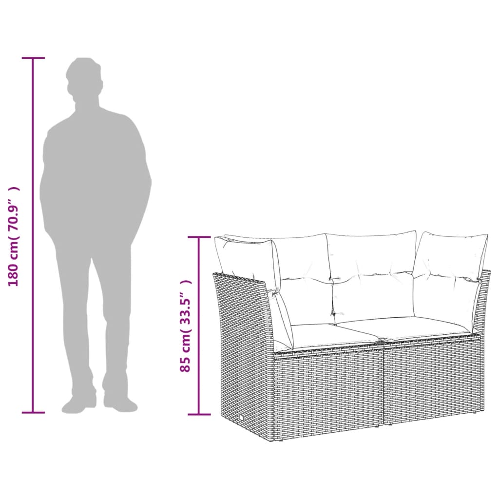 Garden sofa with cushions 2-seater beige poly rattan