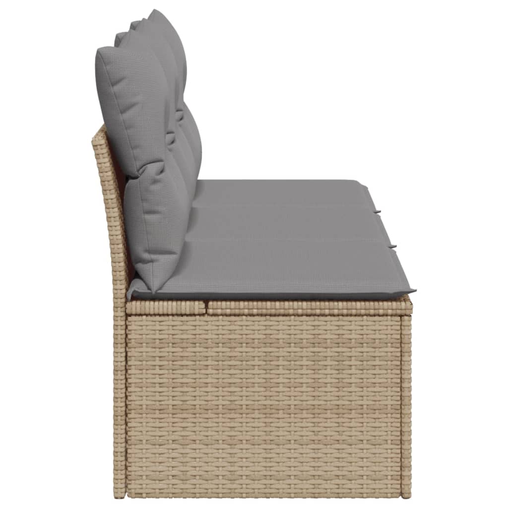 Garden sofa with cushions 3-seater beige poly rattan