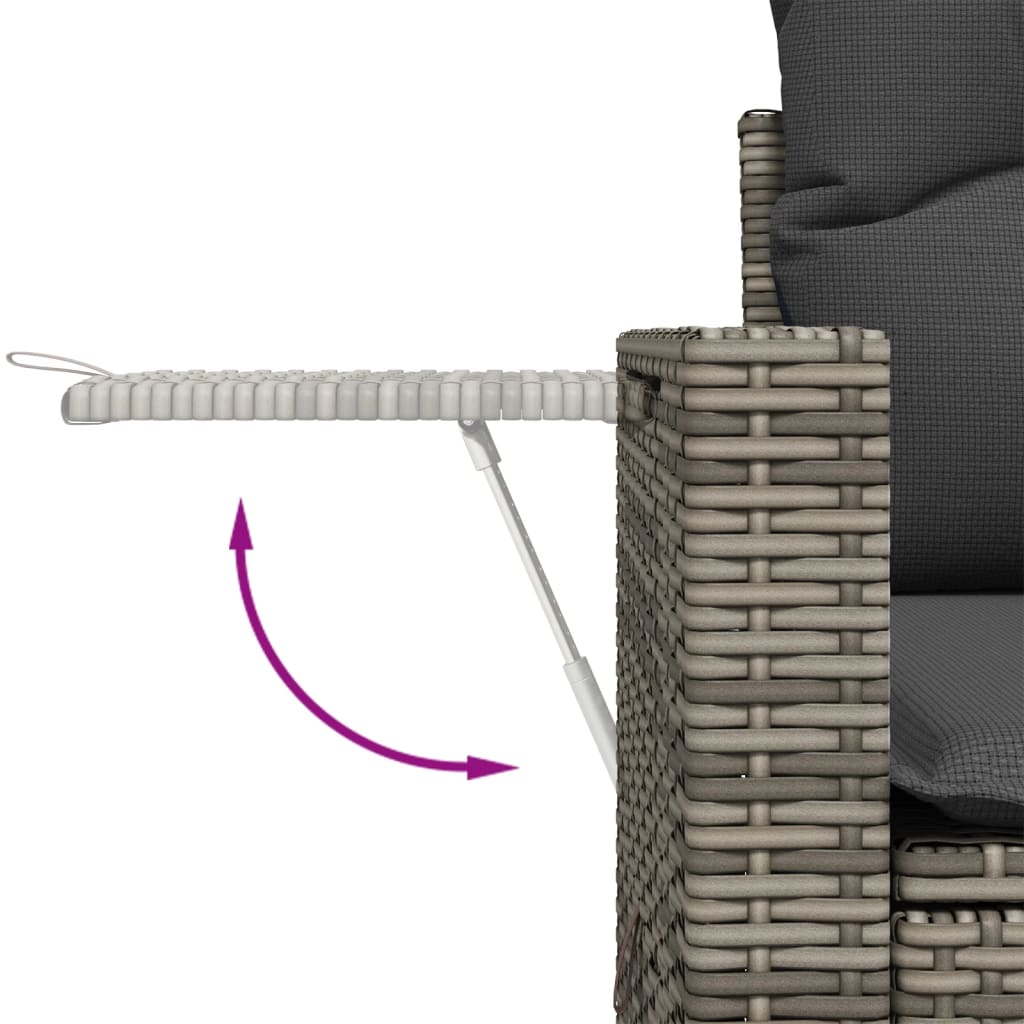 Garden sofa 2 seater with cushions gray poly rattan
