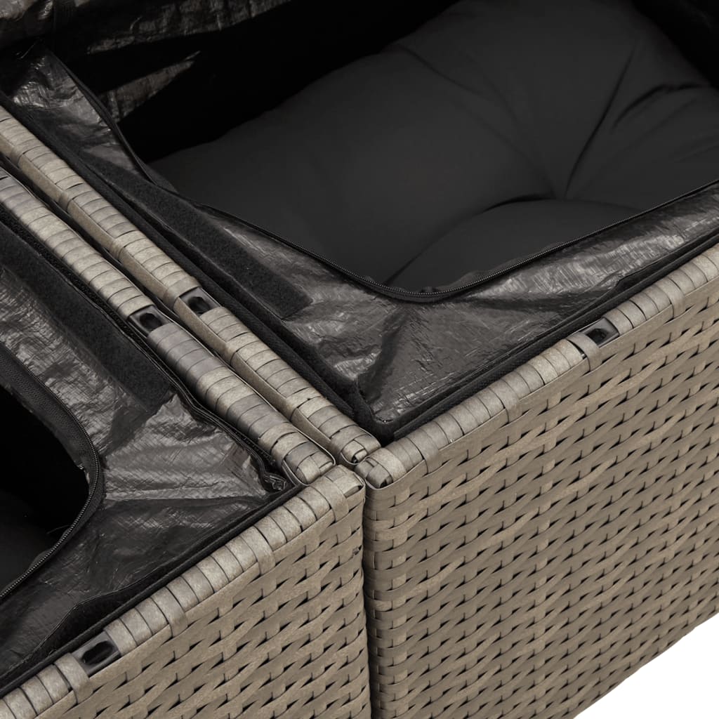 Garden sofa 2 seater with cushions gray poly rattan