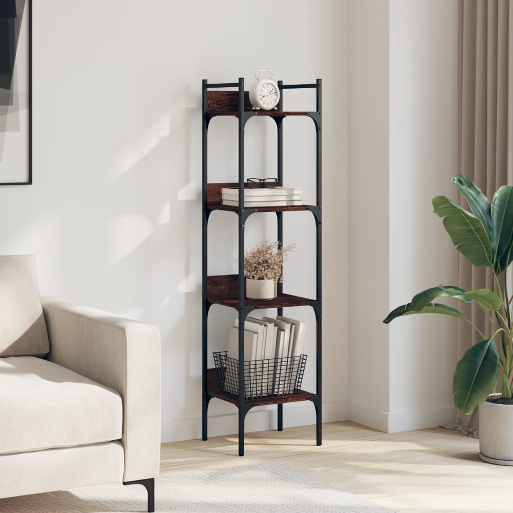 Bookcase 4 shelves brown oak look 35x30x138.5 cm
