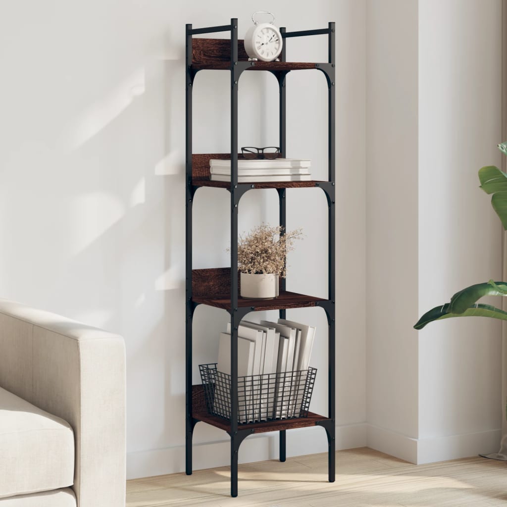 Bookcase 4 shelves brown oak look 35x30x138.5 cm