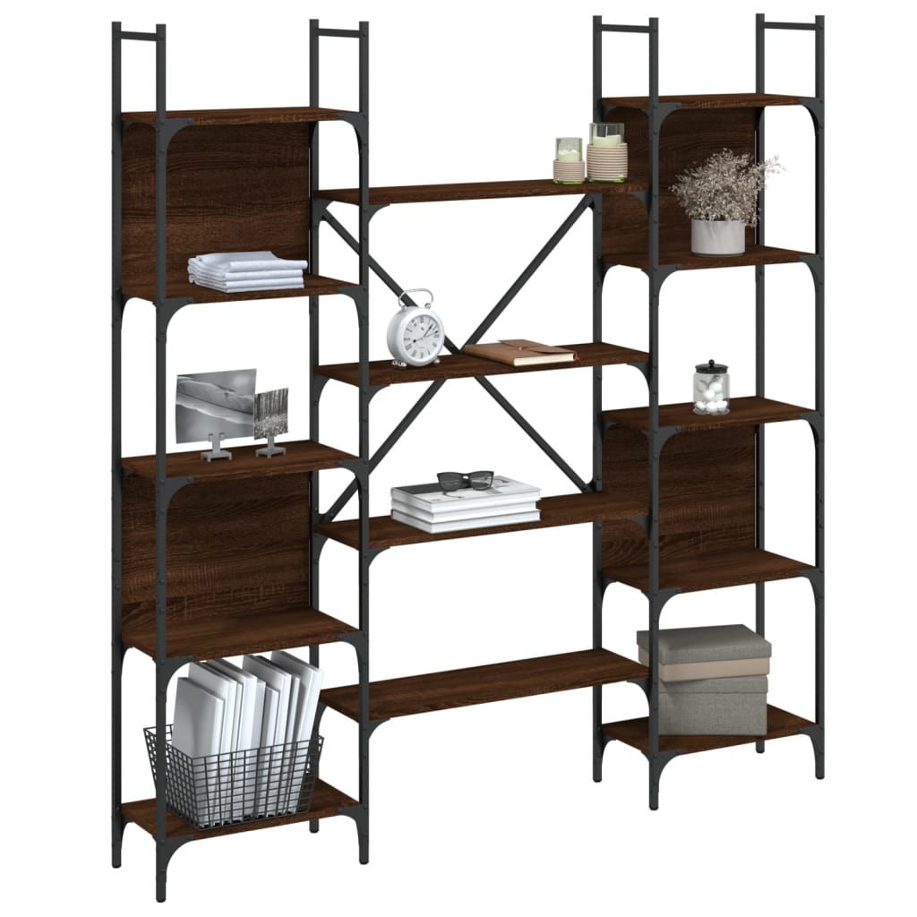 Bookcase brown oak look 155.5x24x166.5 cm wood material