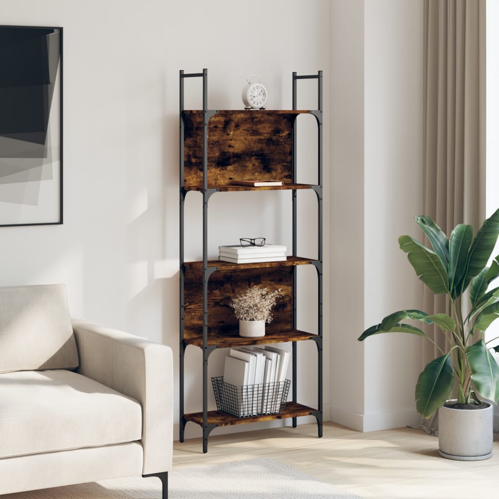 Bookcase 5 shelves smoked oak 60.5x24x166.5 cm wood material
