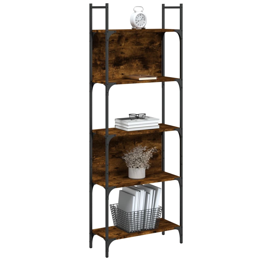 Bookcase 5 shelves smoked oak 60.5x24x166.5 cm wood material