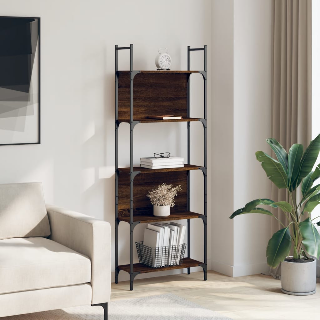 Bookcase 5 shelves brown oak look 60.5x24x166.5 cm