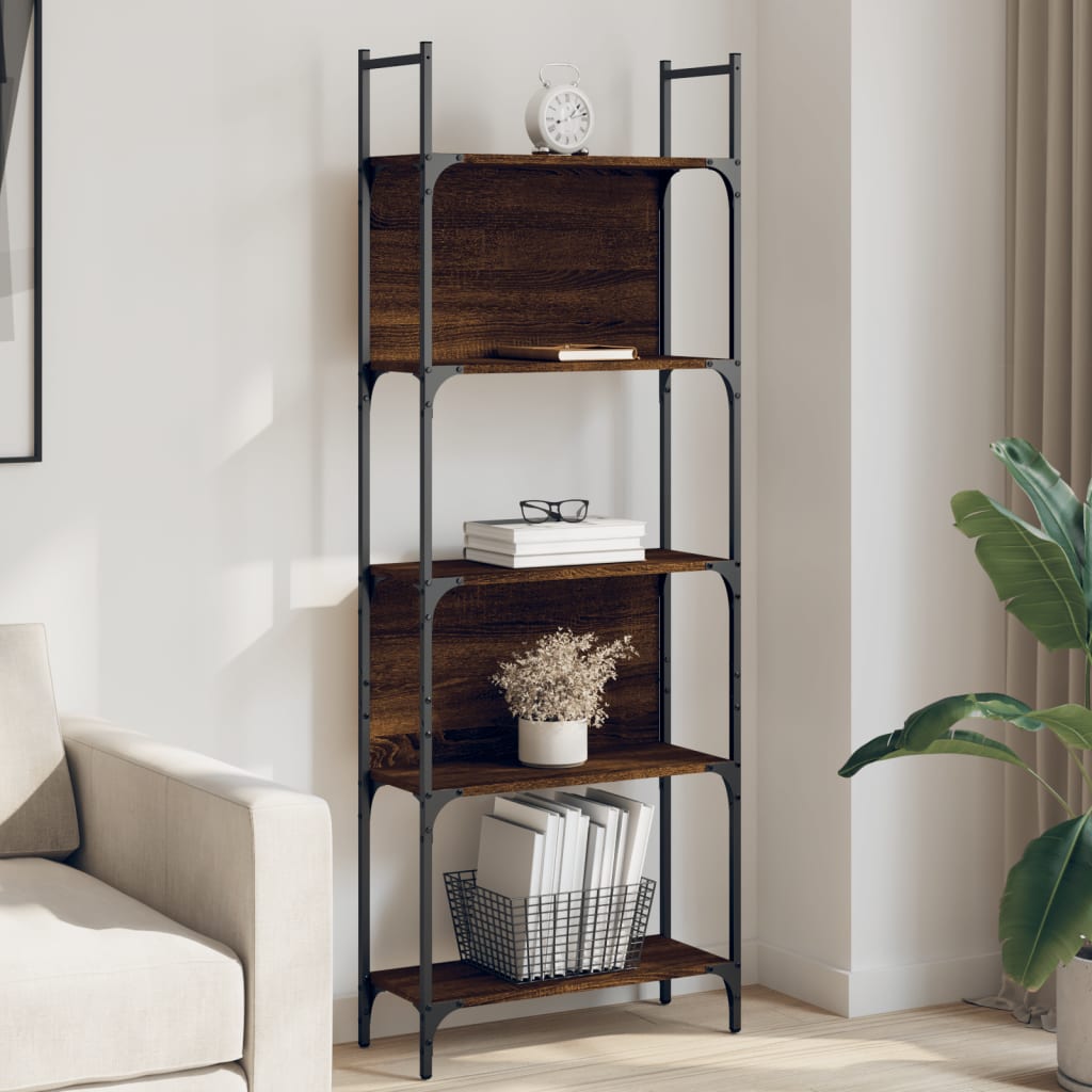 Bookcase 5 shelves brown oak look 60.5x24x166.5 cm