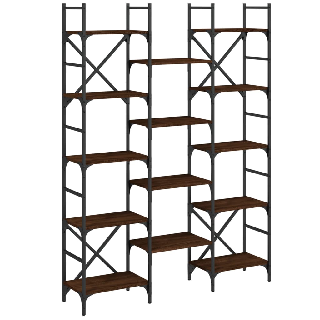 Bibliothèque aspect chêne brun 127,5x28,5x172,5cm matériau bois