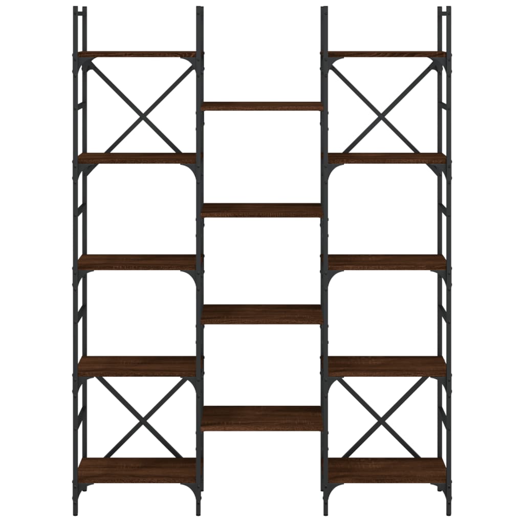 Bibliothèque aspect chêne brun 127,5x28,5x172,5cm matériau bois