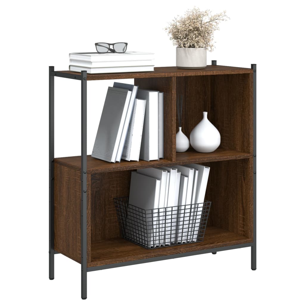 Bibliothèque aspect chêne brun 72x28x77,5 cm matériau bois