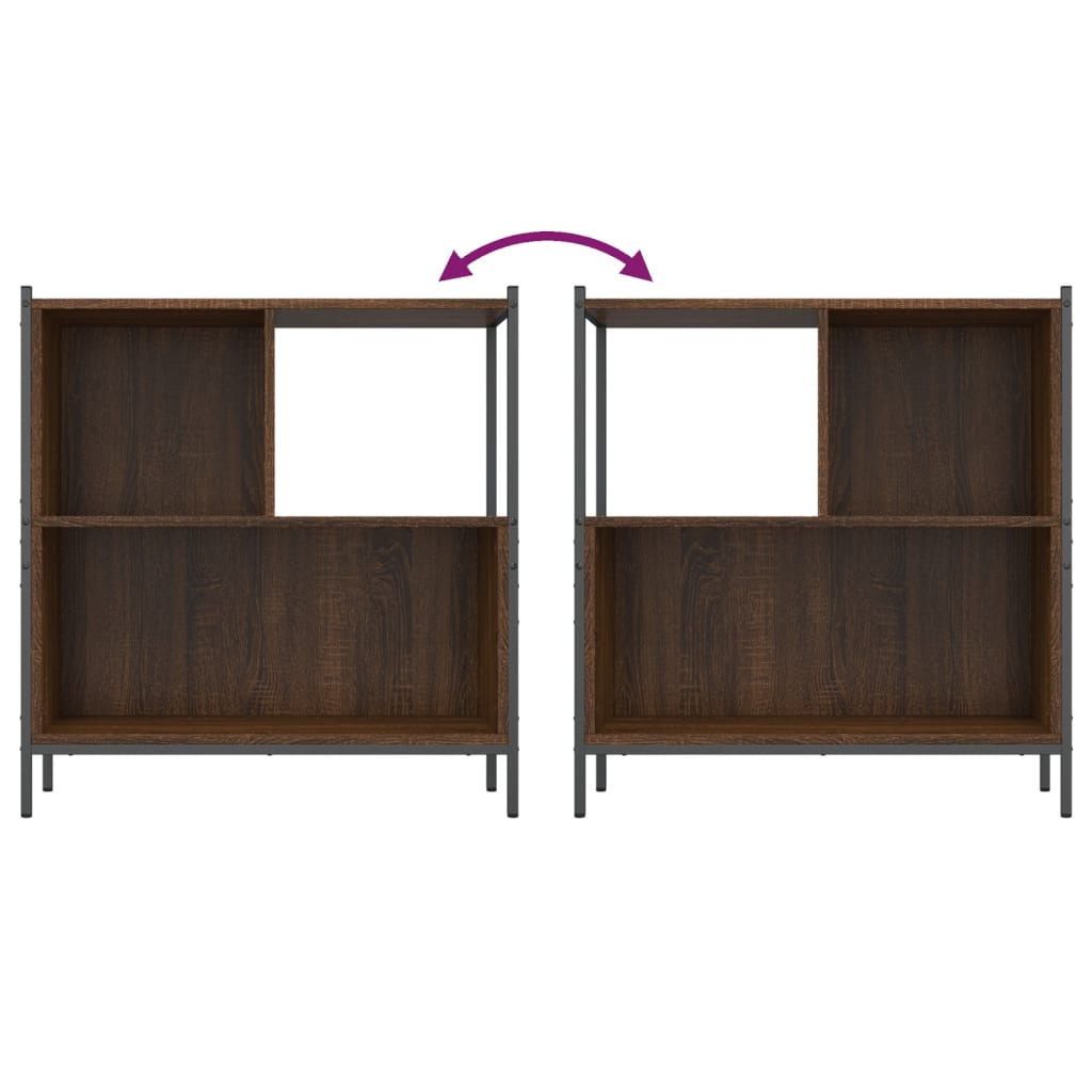 Bibliothèque aspect chêne brun 72x28x77,5 cm matériau bois