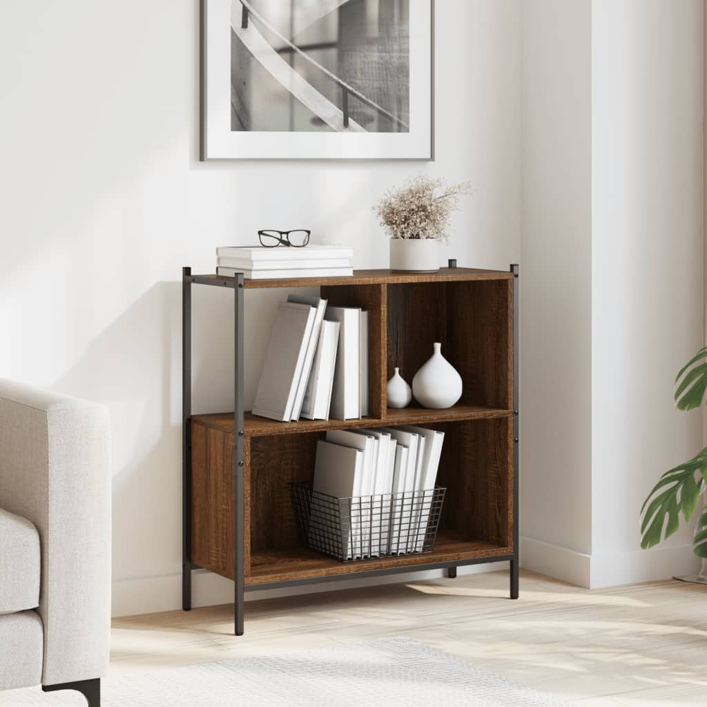Bibliothèque aspect chêne brun 72x28x77,5 cm matériau bois