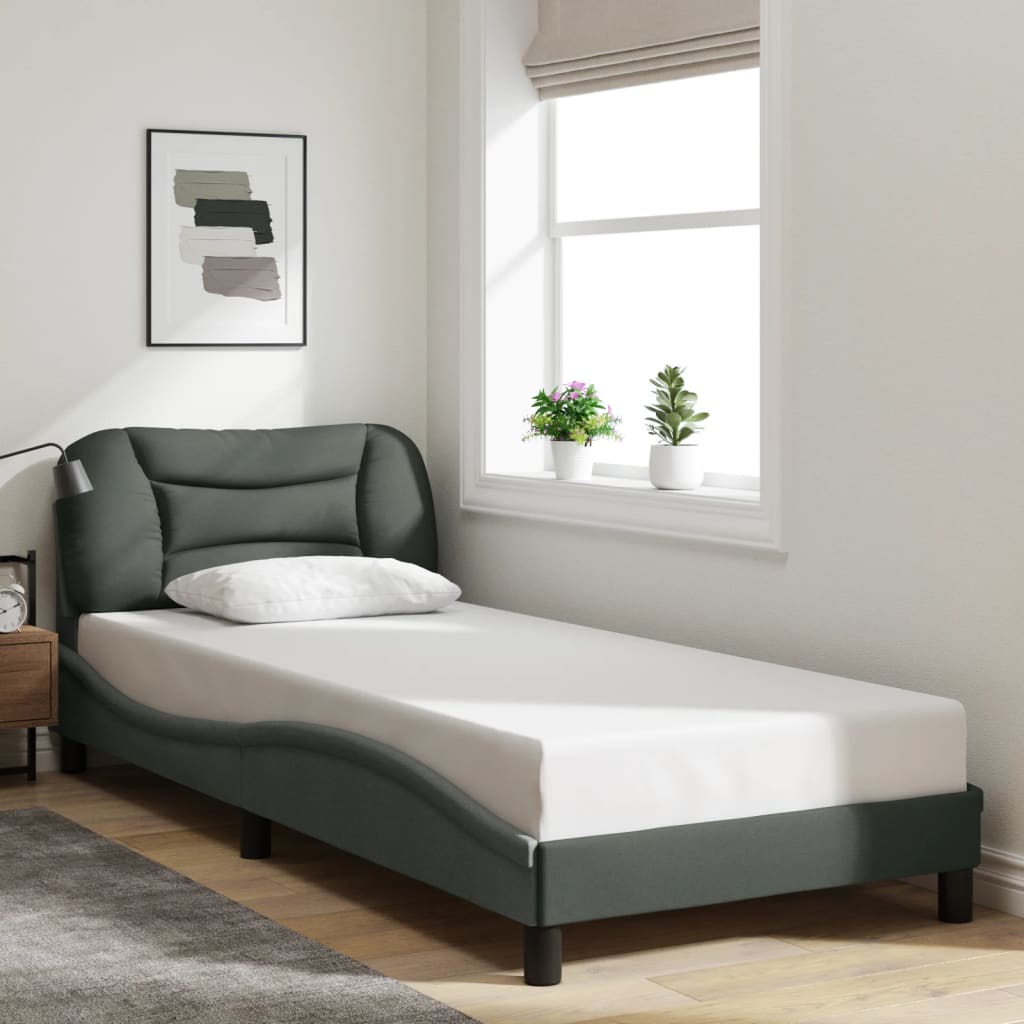 Bettgestell ohne Matratze "Hvar" Dunkelgrau 80x200 cm Stoff