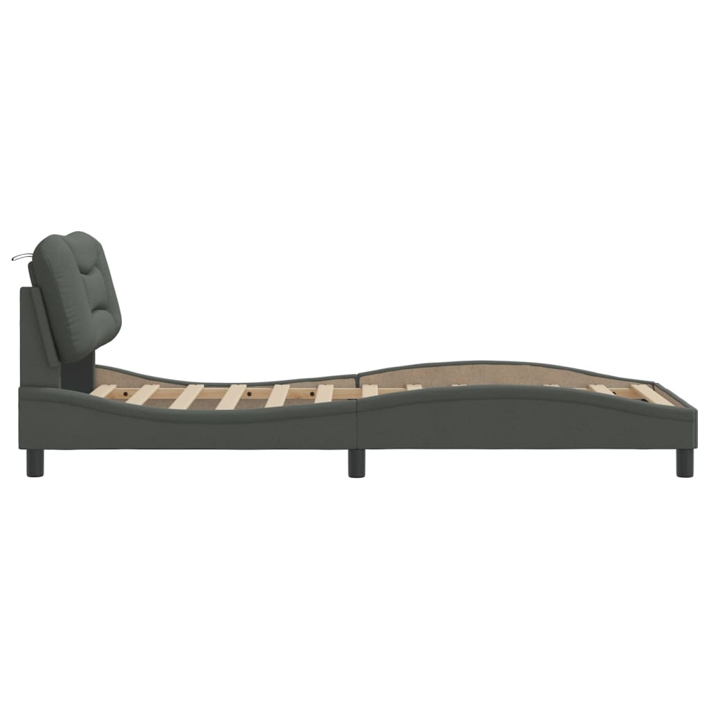 Bettgestell ohne Matratze "Hvar" Dunkelgrau 80x200 cm Stoff