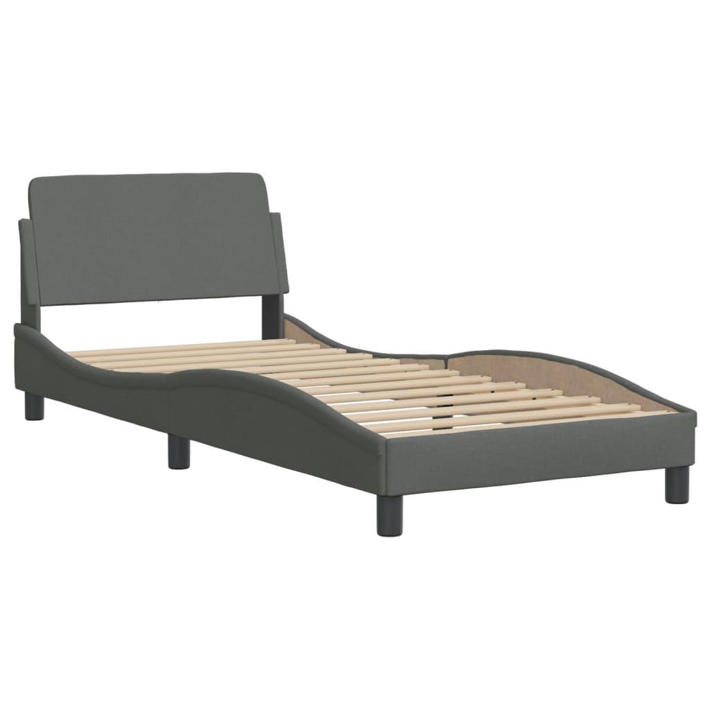 Bettgestell ohne Matratze "Hvar" Dunkelgrau 80x200 cm Stoff