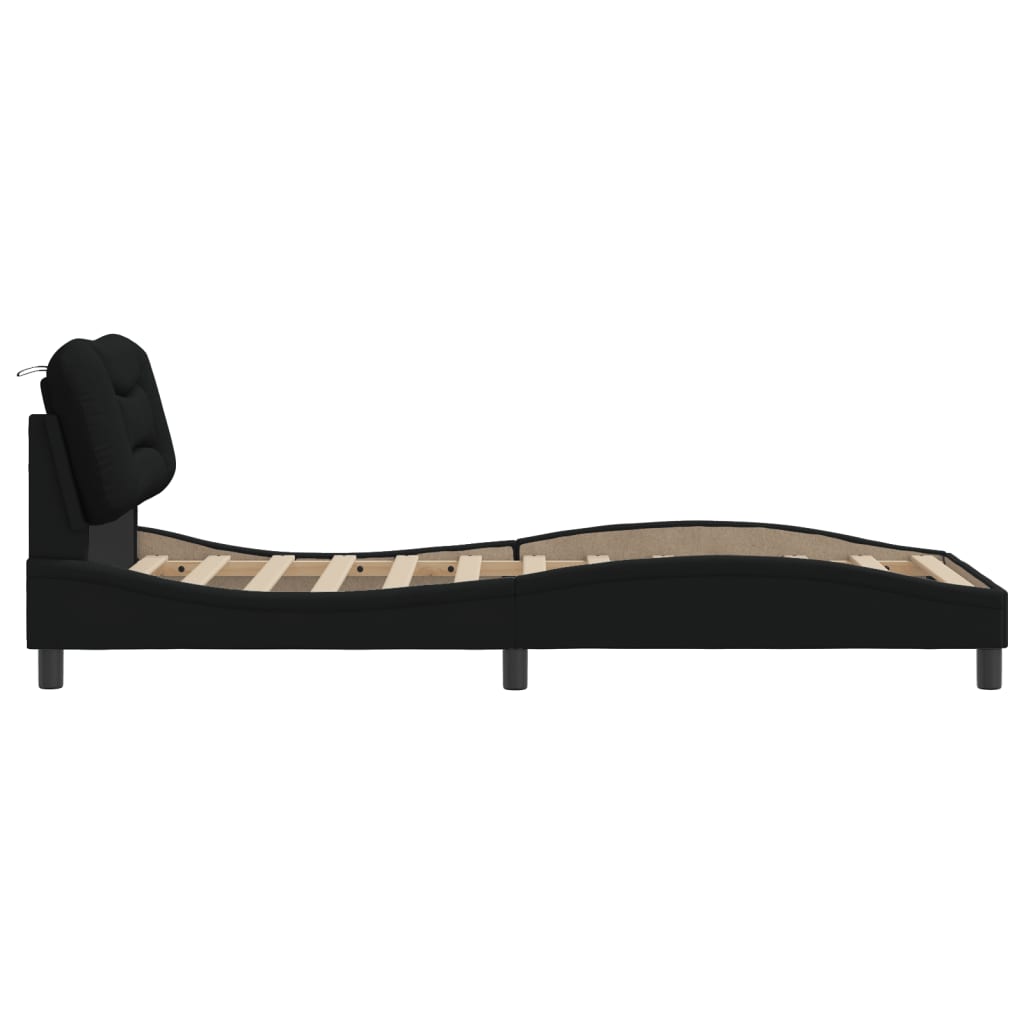 Bettgestell ohne Matratze "Hvar" Schwarz 90x190 cm Stoff