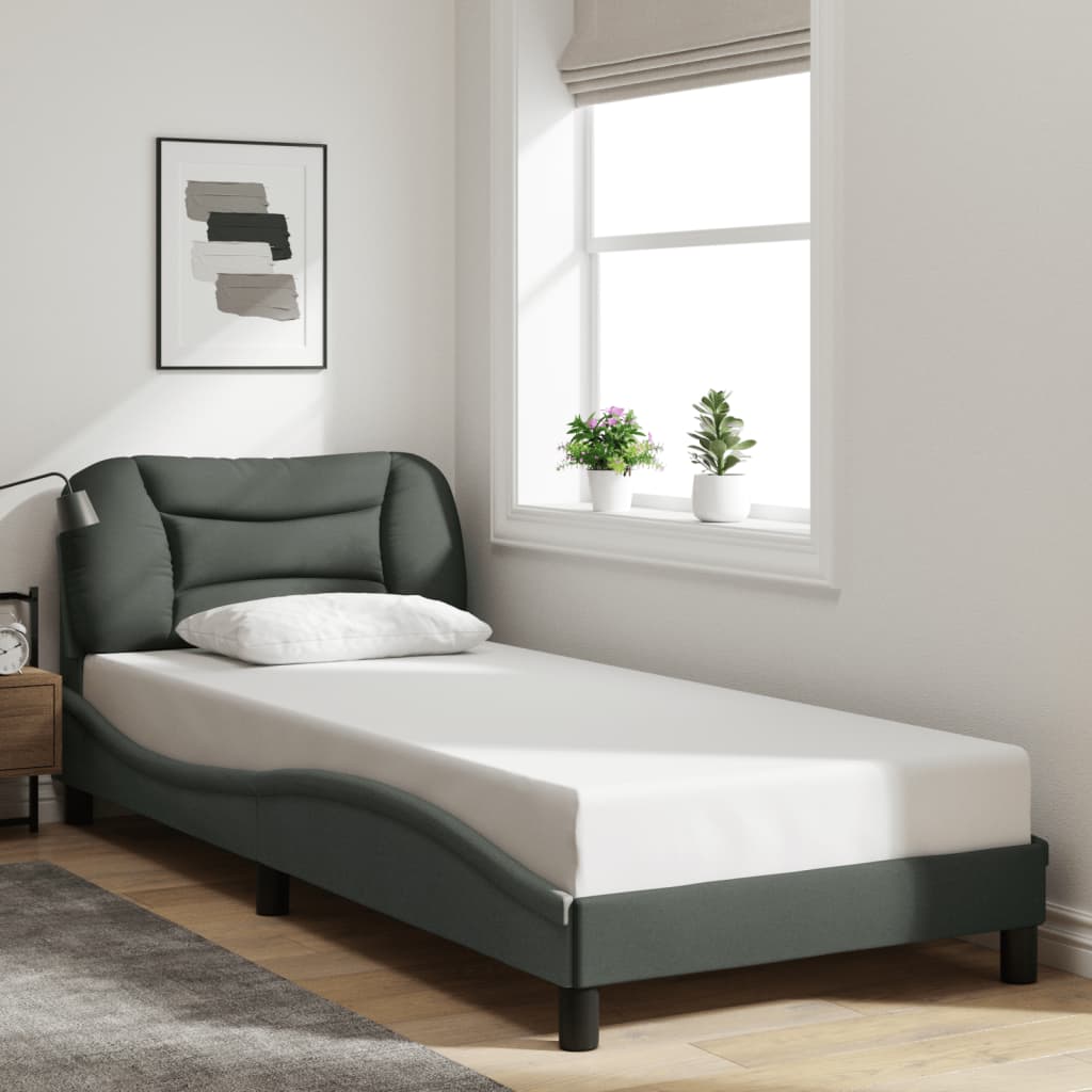 Bettgestell ohne Matratze "Hvar" Dunkelgrau 90x200 cm Stoff