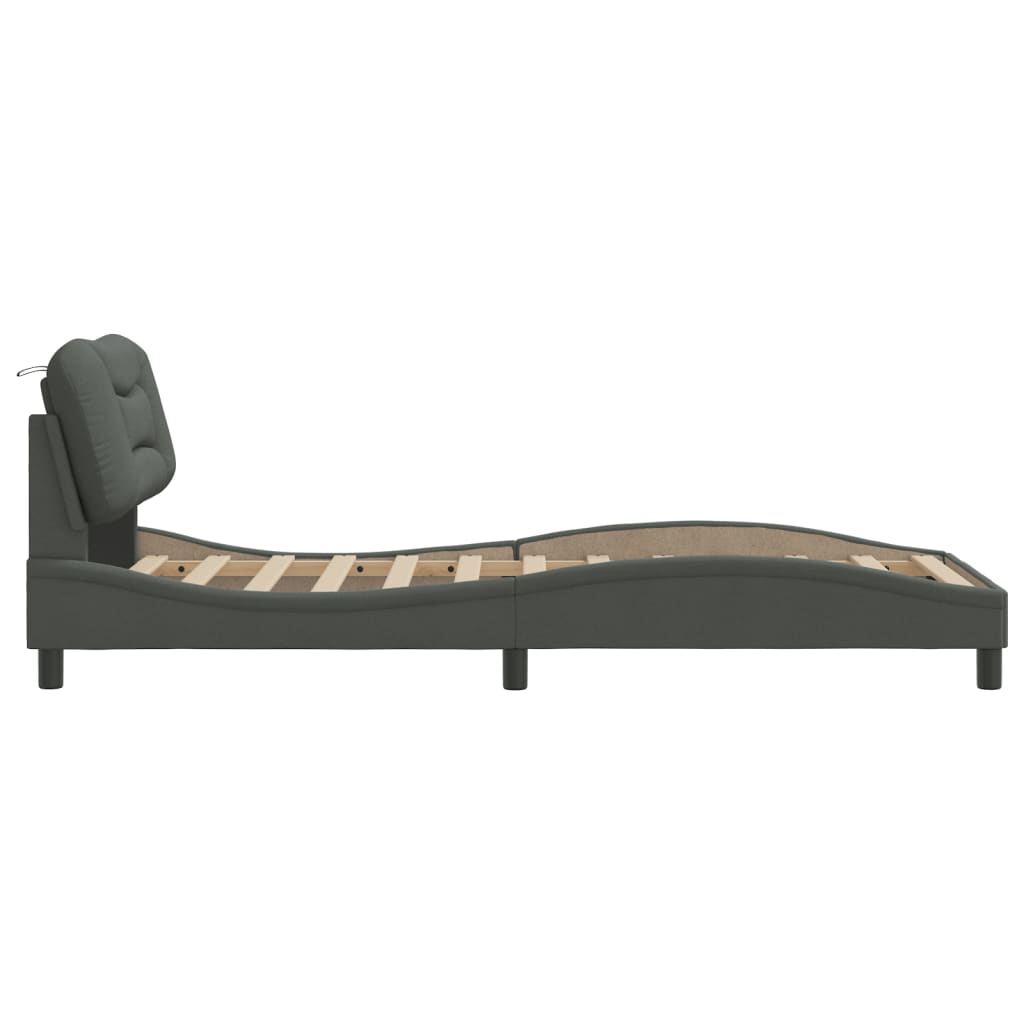 Bettgestell ohne Matratze "Hvar" Dunkelgrau 90x200 cm Stoff
