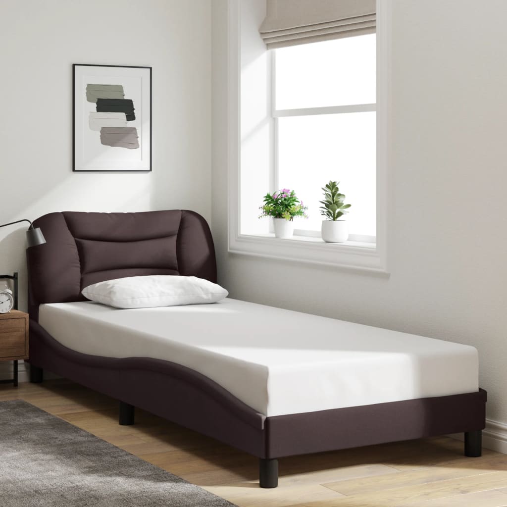Bettgestell ohne Matratze "Hvar" Dunkelbraun 90x200 cm Stoff