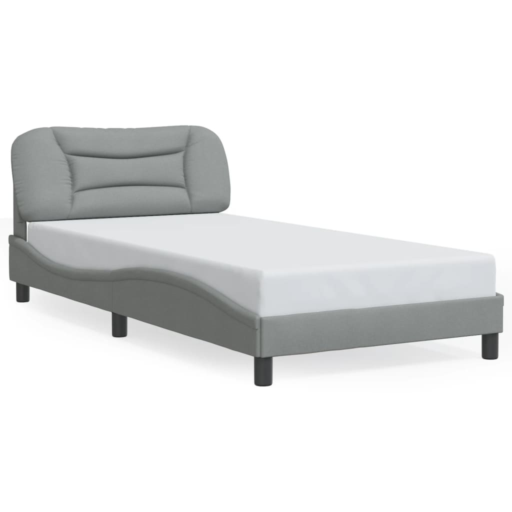 Bettgestell ohne Matratze "Hvar" Hellgrau 100x200 cm Stoff