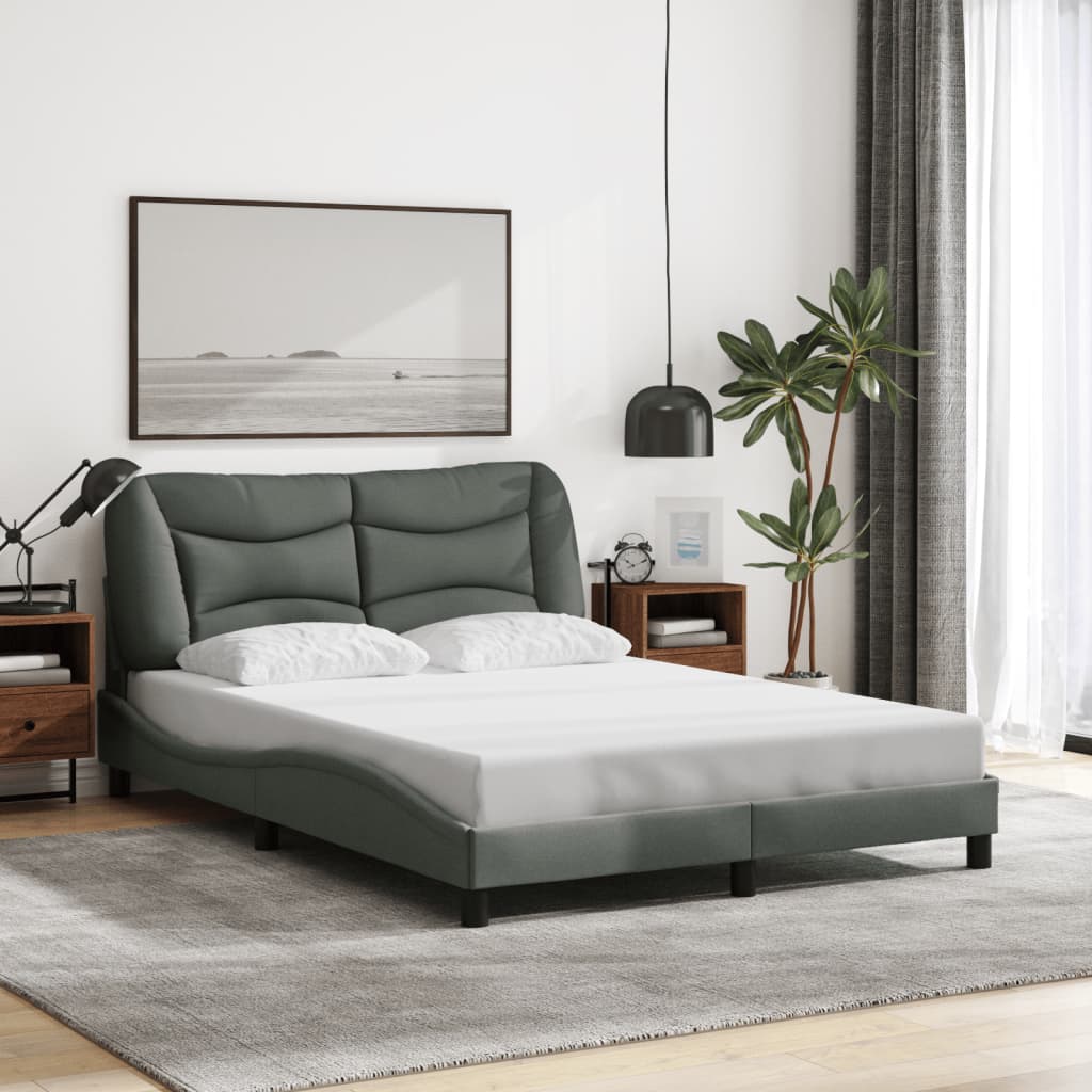 Bettgestell ohne Matratze "Hvar" Dunkelgrau 140x190 cm Stoff