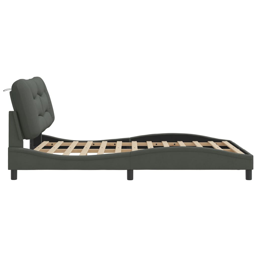 Bettgestell ohne Matratze "Hvar" Dunkelgrau 140x190 cm Stoff