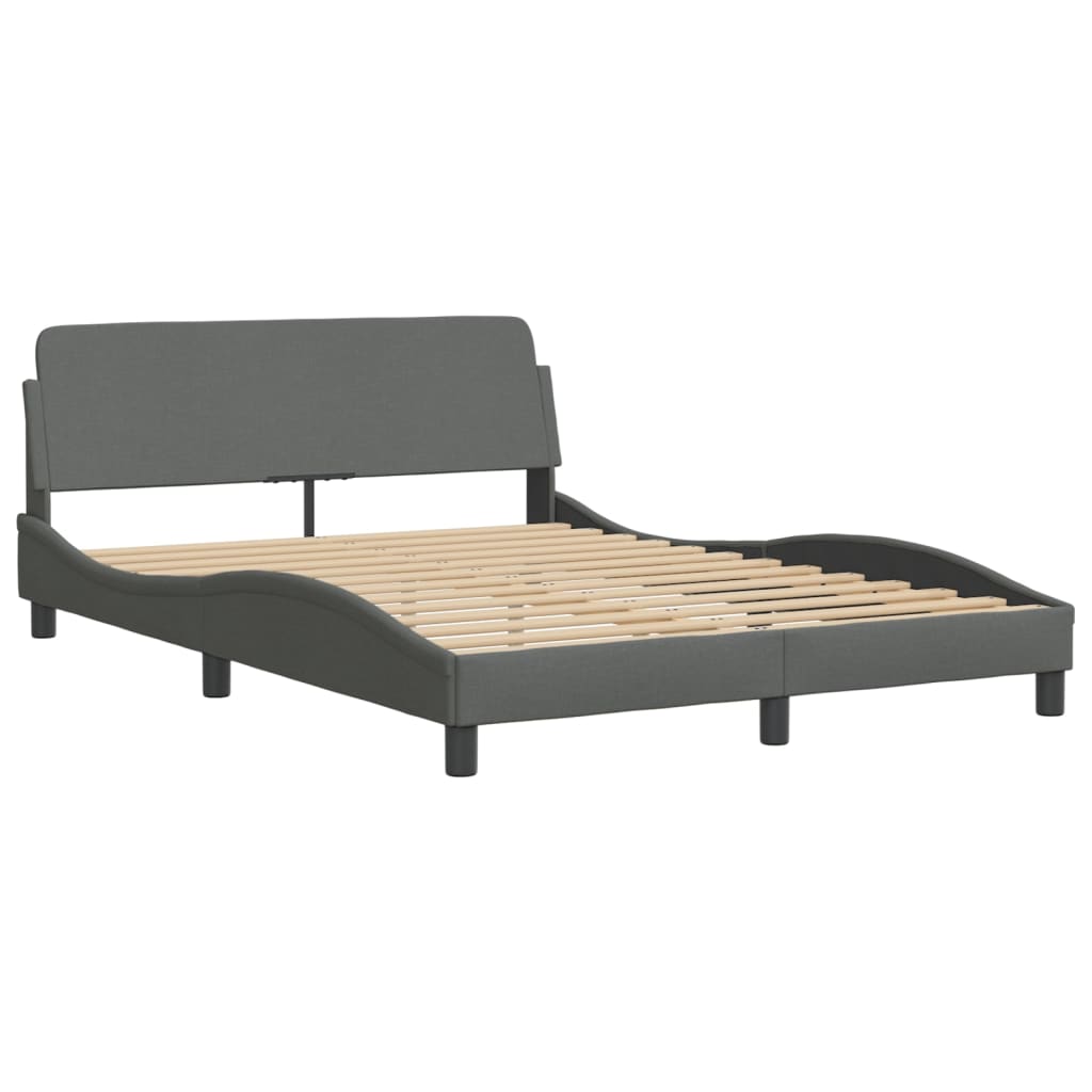 Bettgestell ohne Matratze "Hvar" Dunkelgrau 140x190 cm Stoff