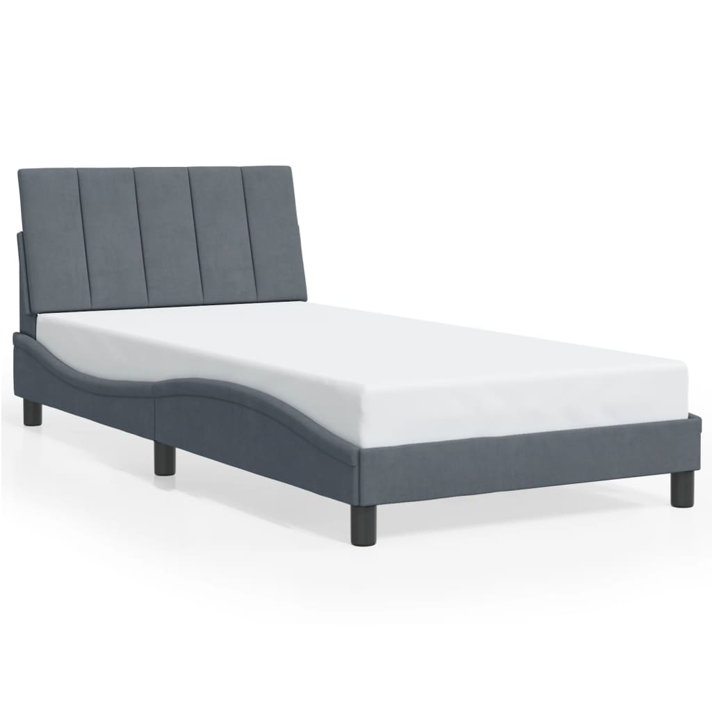 Bettgestell ohne Matratze "Hanko" Dunkelgrau 100x200 cm Samt