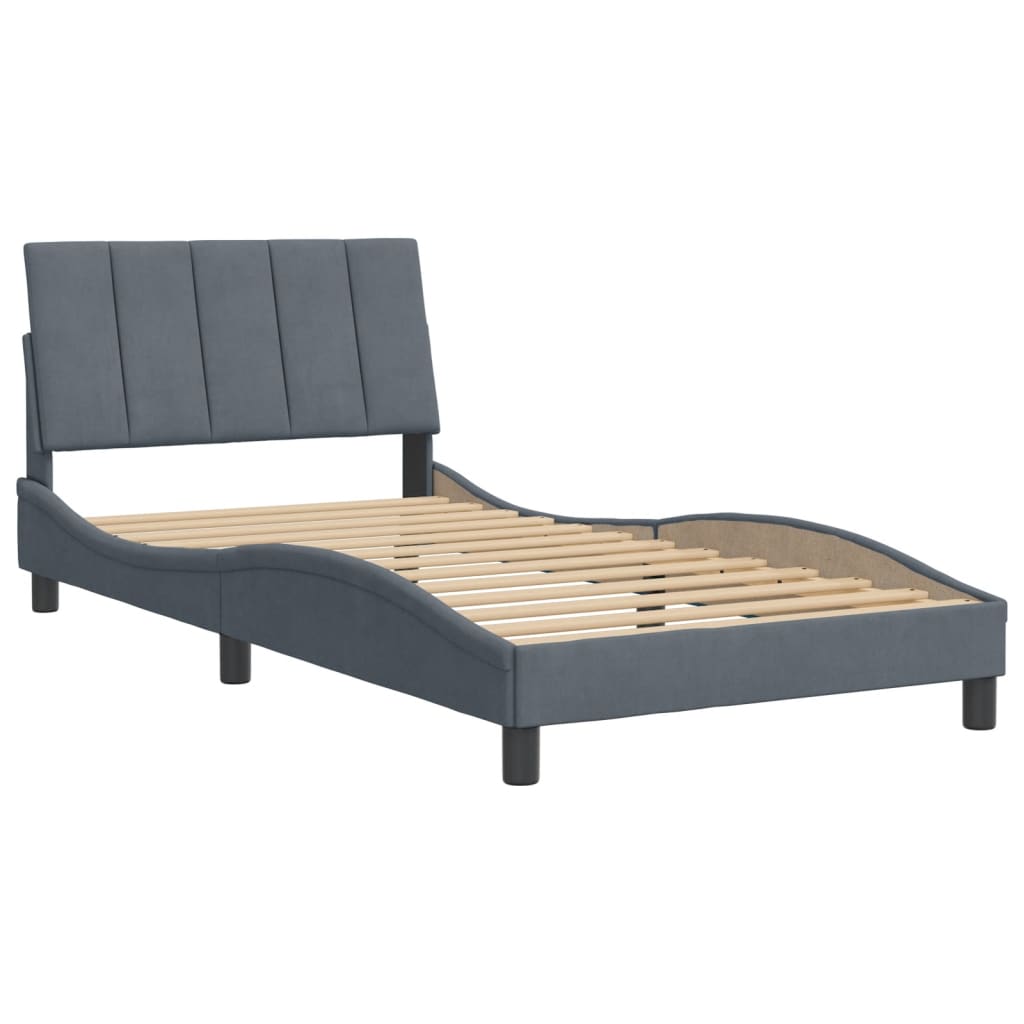 Bettgestell ohne Matratze "Hanko" Dunkelgrau 100x200 cm Samt