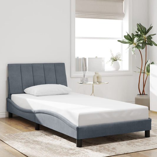 Bettgestell ohne Matratze "Hanko" Dunkelgrau 100x200 cm Samt