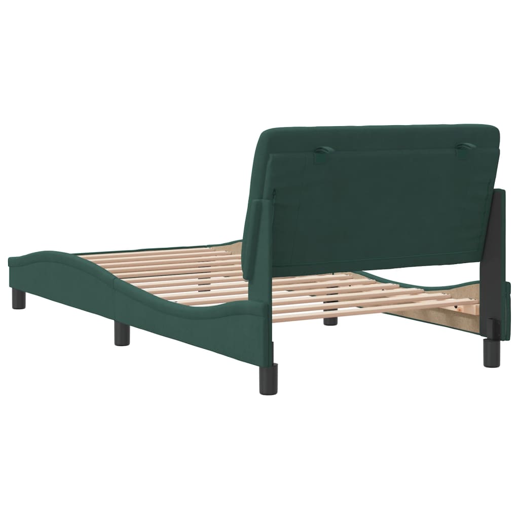 Bettgestell ohne Matratze Dunkelgrün 100x200 cm Samt