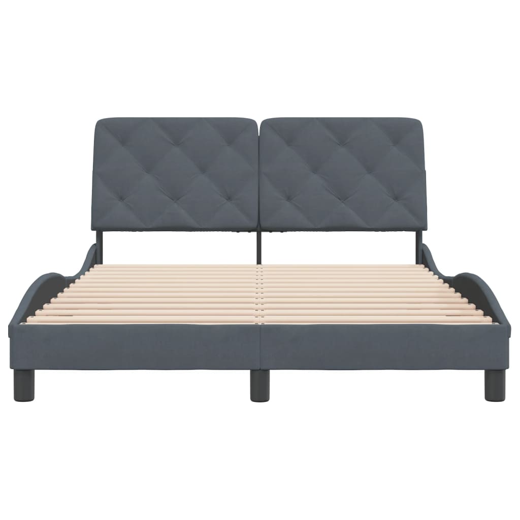 Bettgestell ohne Matratze Dunkelgrau 140x190 cm Samt