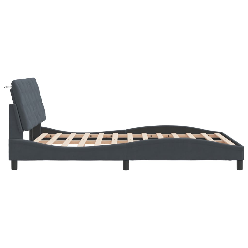 Bettgestell ohne Matratze Dunkelgrau 140x190 cm Samt
