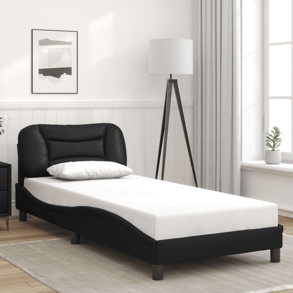 Bettgestell ohne Matratze "Hvar" Schwarz 80x200 cm Kunstleder