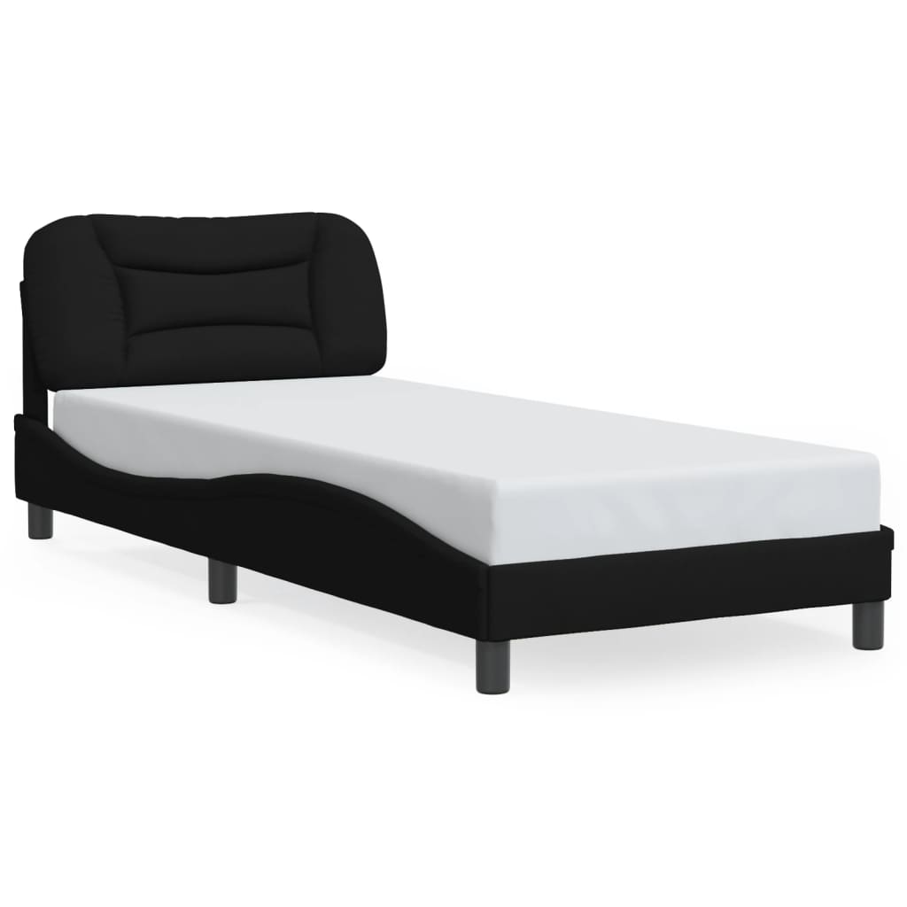 Bettgestell mit LED ohne Matratze "Hvar" Schwarz 80x200 cm Stoff