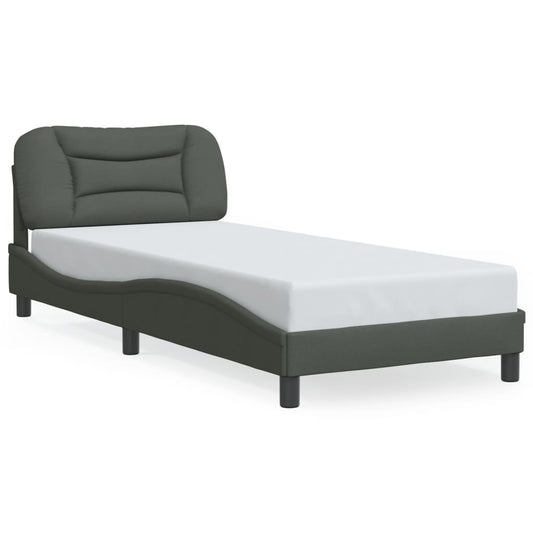 Bettgestell mit LED ohne Matratze "Hvar" Dunkelgrau 90x190 cm Stoff