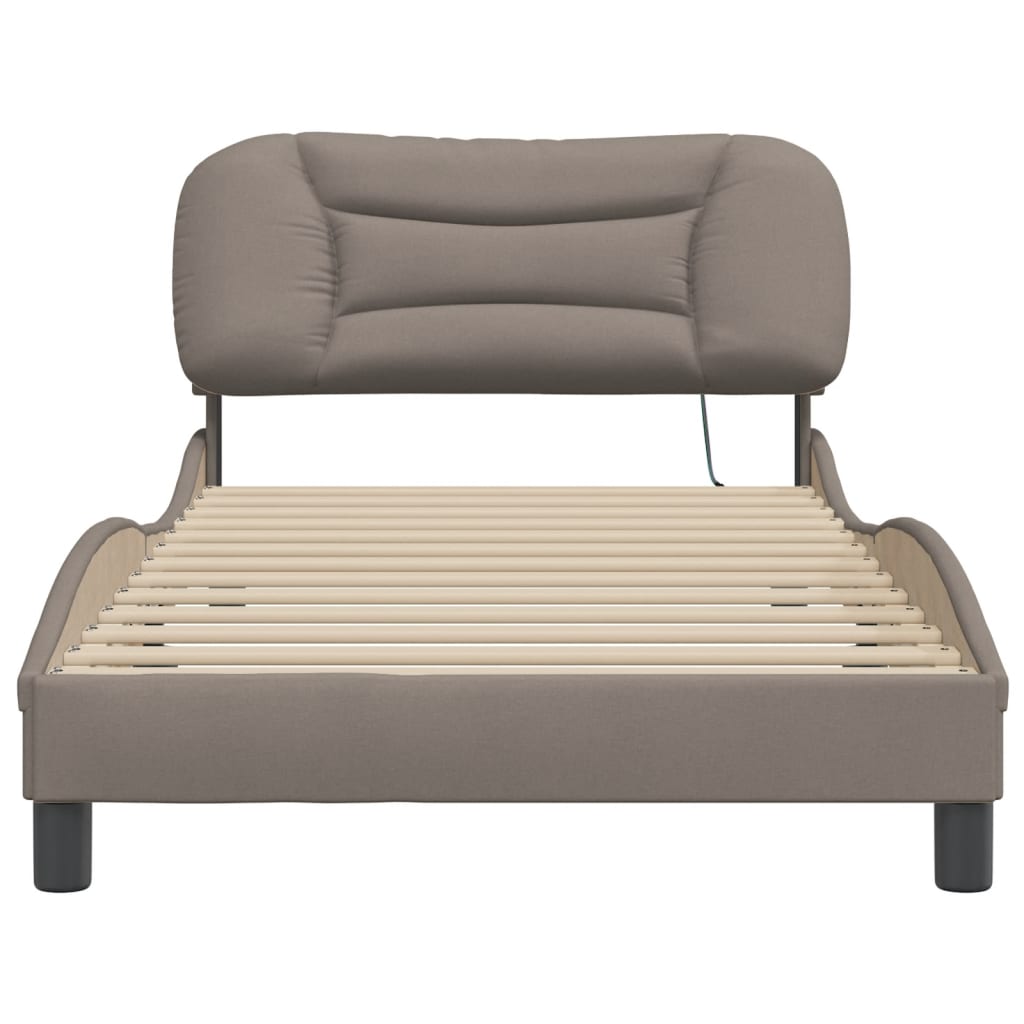Bettgestell mit LED ohne Matratze "Hvar" Taupe 100x200 cm Stoff