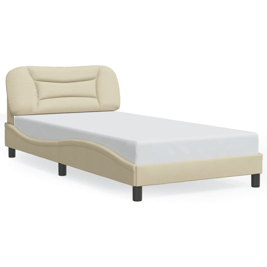Bettgestell mit LED ohne Matratze "Hvar" Creme 100x200 cm Stoff