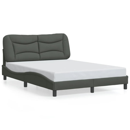 Bettgestell mit LED ohne Matratze "Hvar" Dunkelgrau 140x190 cm Stoff